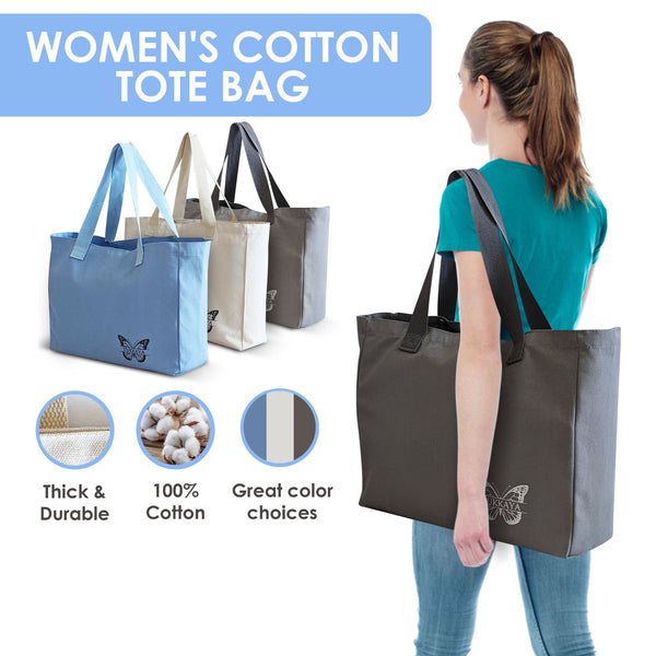 Cotton Canvas Tote Bags for Women, Large Capacity Reusable